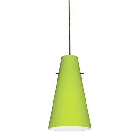 Besa Lighting Cierro Cord Pendant, Chartreuse, Bronze Finish, 1x100W Incandescent 1JT-412435-BR